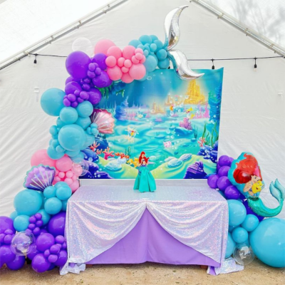 101pcs Mermaid Theme Party Ariel Balloon Garland Arch Kit Lake Blue Latex Balloon Girl s Birthday 1 - Ariel Doll