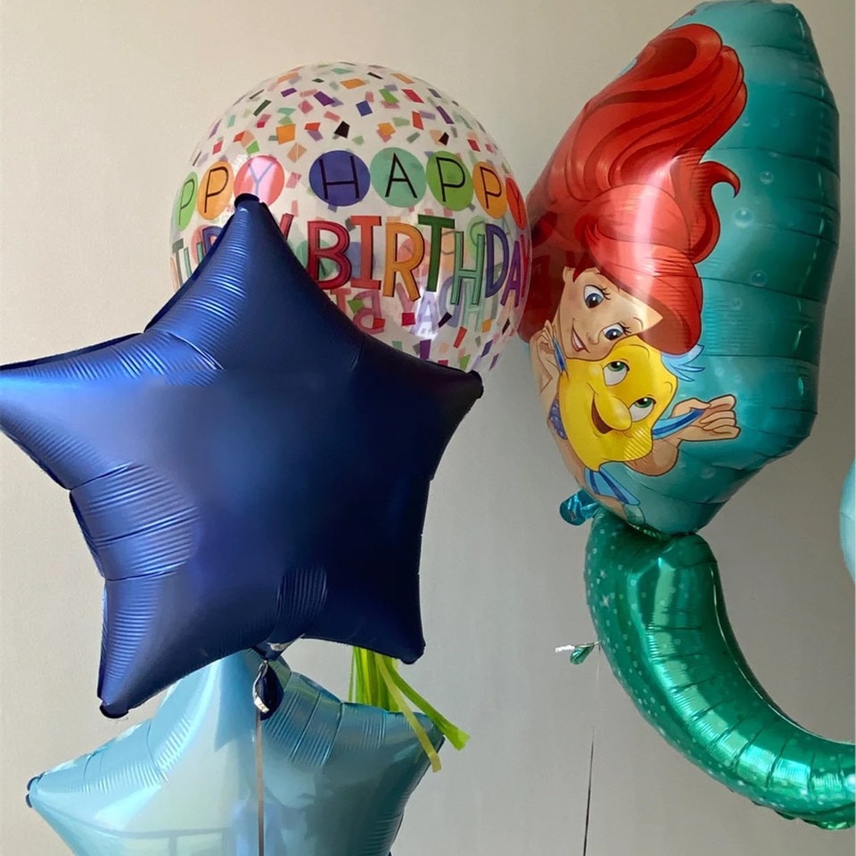 101pcs Mermaid Theme Party Ariel Balloon Garland Arch Kit Lake Blue Latex Balloon Girl s Birthday 2 - Ariel Doll
