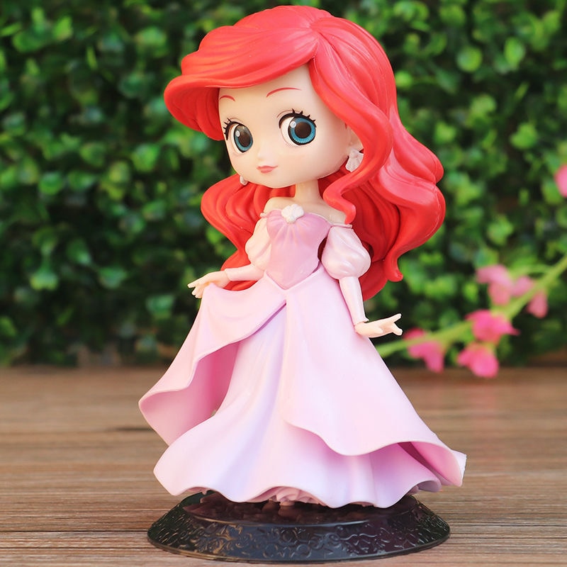 14cm Disney Princess Mermaid Q Posket Ariel Rapunzel Cinderella Sofia Snow White Mulan Action Figure Toys 2 - Ariel Doll
