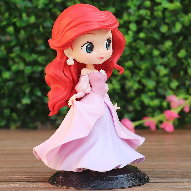 14cm Disney Princess Mermaid Q Posket Ariel Rapunzel Cinderella Sofia Snow White Mulan Action Figure Toys 3 - Ariel Doll