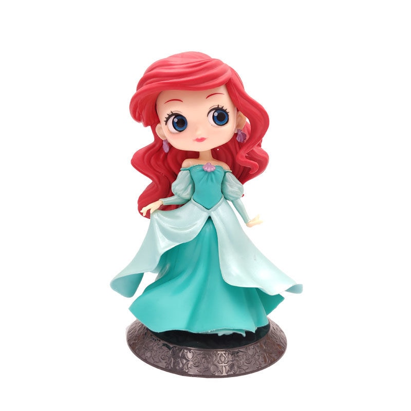 14cm Disney Princess Mermaid Q Posket Ariel Rapunzel Cinderella Sofia Snow White Mulan Action Figure Toys 5 - Ariel Doll