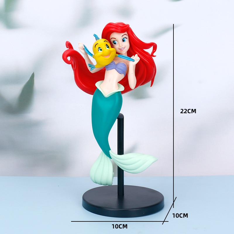 22cm Anime Disney Princess Mermaid Ariel PVC Action Figures Model Car Cake Decorations Dolls Toys Kids 4 - Ariel Doll