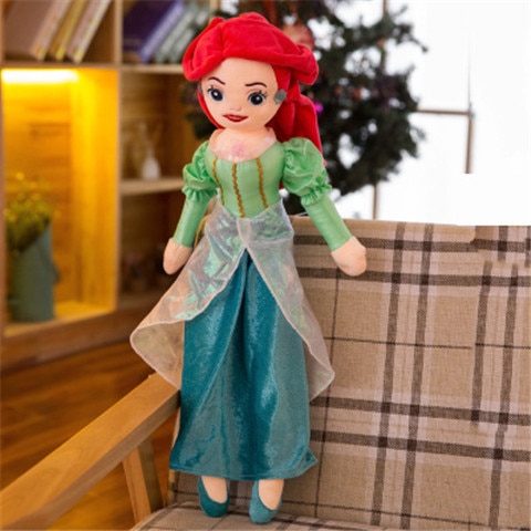 55 65cm Disney Snow White Cinderella Ariel Aurora Princess Kawaii Plush Toy Anime Cartoon Pillow - Ariel Doll