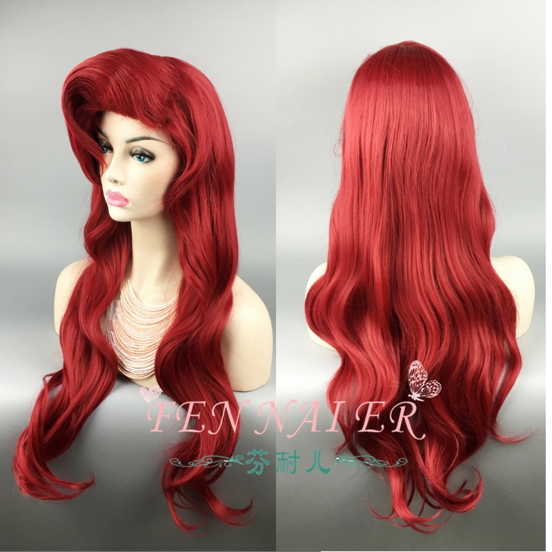 70cm The Little Mermaid Red Wig Body Synthetic Wavy Hair Cosplay Wigs Princess Ariel Wig Role - Ariel Doll