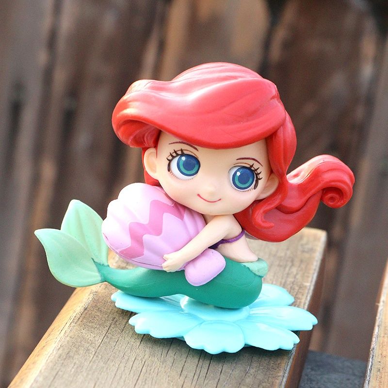 Anime Disney Q Version Sweet Princess Figure Toys Cartoon Snow White Belle Alice Ariel Aurora Jasmine - Ariel Doll
