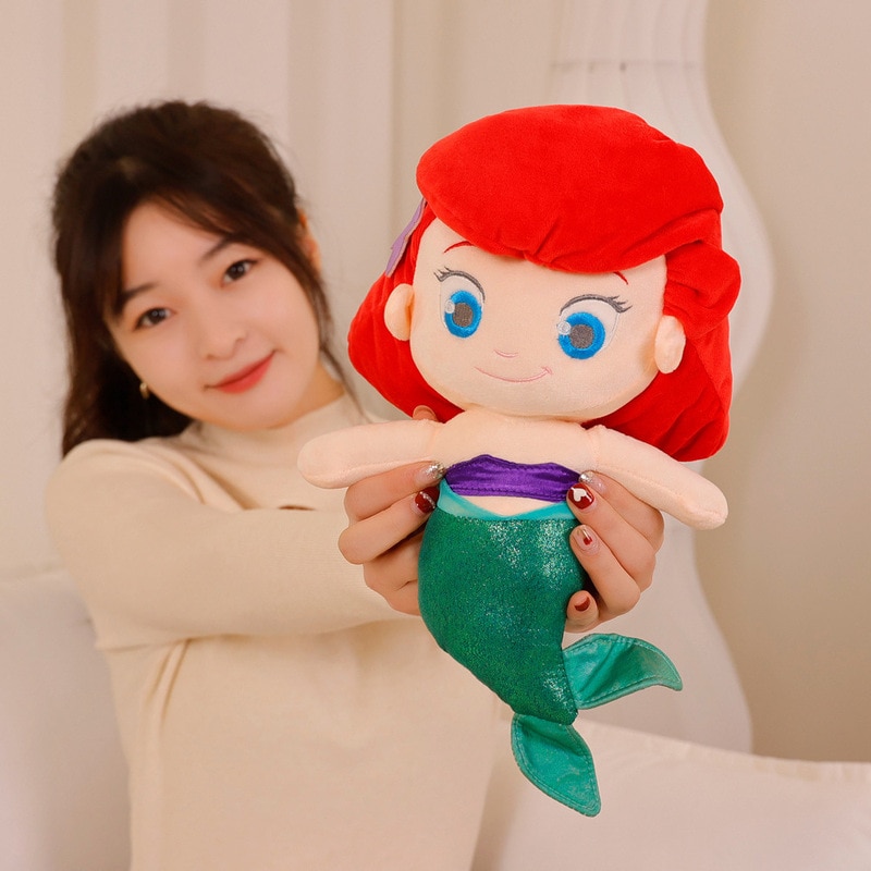 Disney Ariel Princess Mermaid Plushie Q Version Doll Soft Stuffed Plush Baby Sleeping Pillow Doll Anna - Ariel Doll