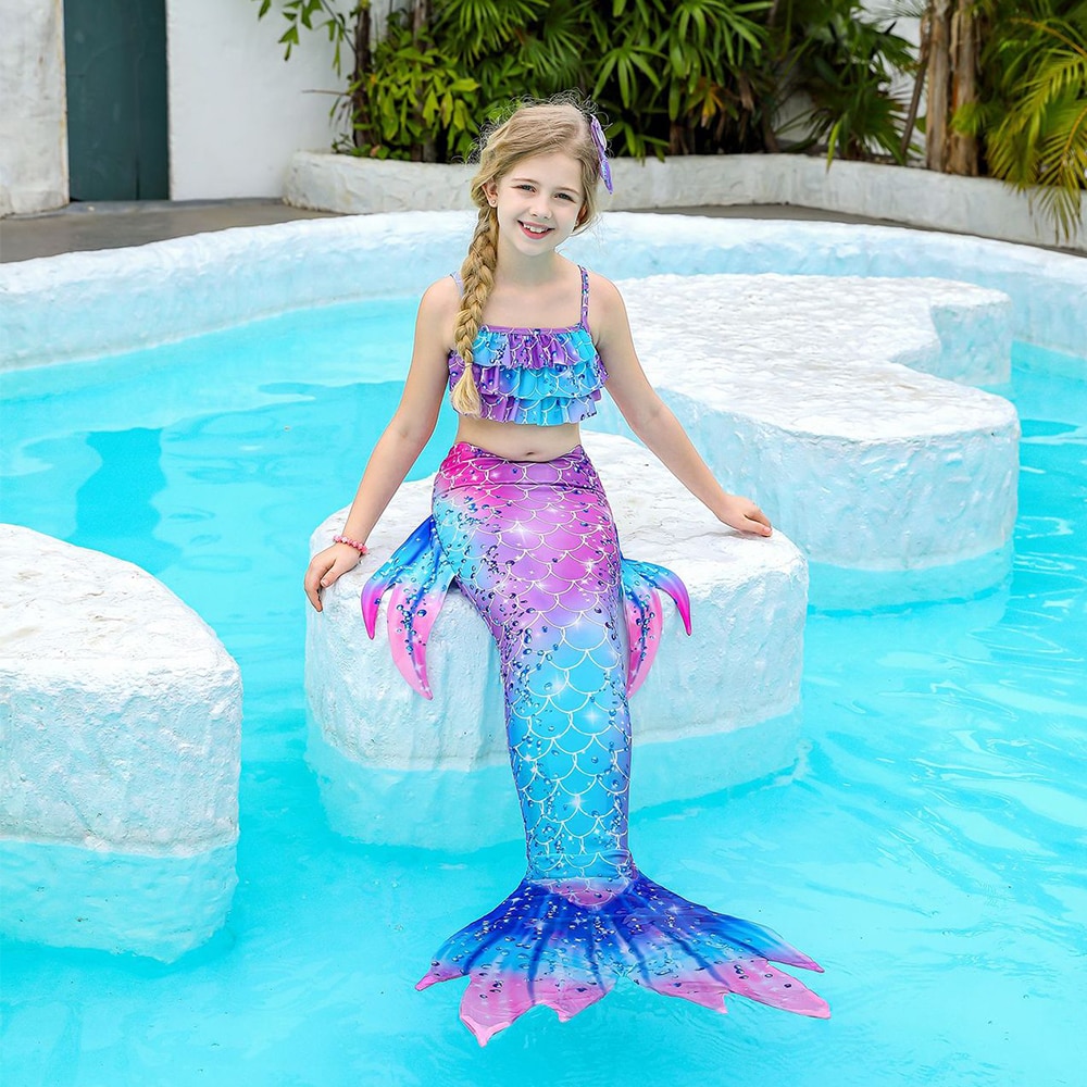 Fancy Mermaid Costumes Mermaid Tails Dress for Kids Girls Cosplay Costume Mermaid Swimsuit Bikini Birthday Gift - Ariel Doll