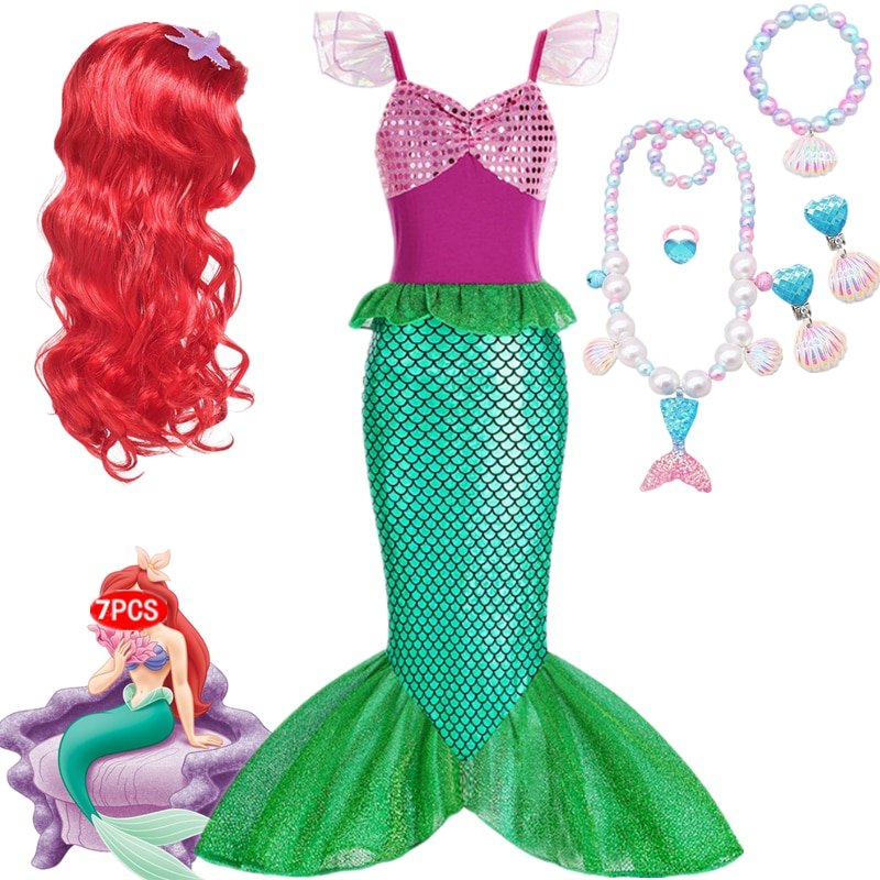 Little Mermaid Ariel Princess Costume Kids Dress For Girls Cosplay Children Carnival Halloween Party Clothes Mermaid - Ariel Doll