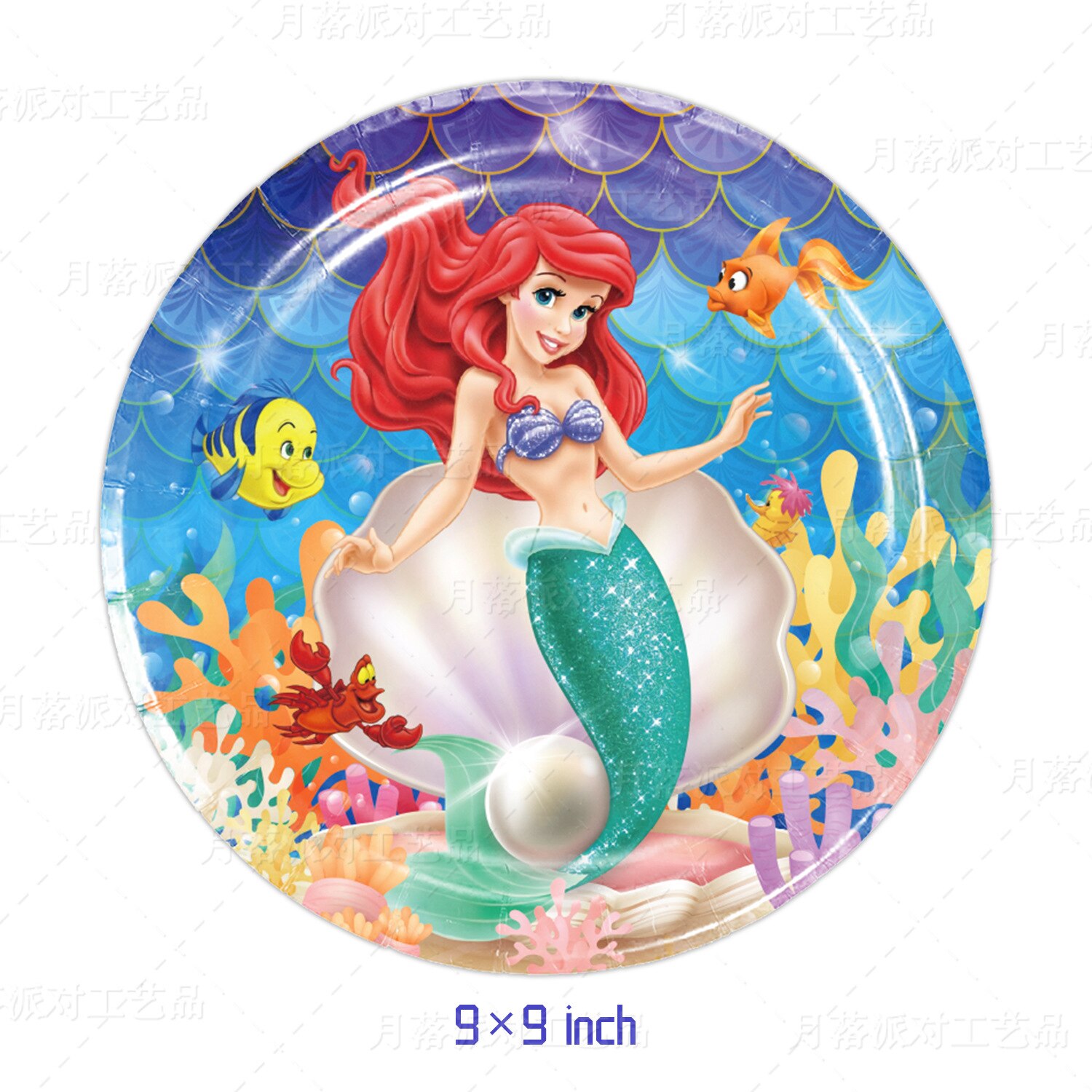 New style Little Mermaid Ariel Theme Girl Birthday Party Paper Plate Napkin Tablecloth Disposable Tableware Kids 3 - Ariel Doll