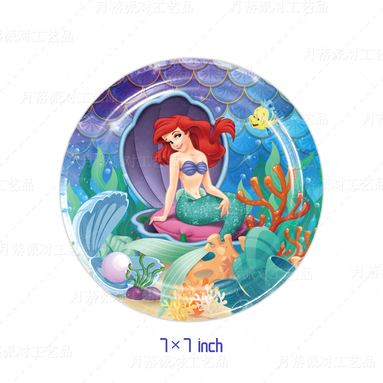 New style Little Mermaid Ariel Theme Girl Birthday Party Paper Plate Napkin Tablecloth Disposable Tableware Kids 4 - Ariel Doll