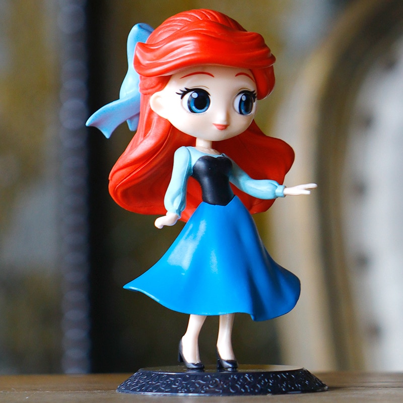 Q Version Princess Snow White Elsa Anna Rapunzel Jasmine Cinderella Sofia Ariel Mulan PVC Action Figures - Ariel Doll