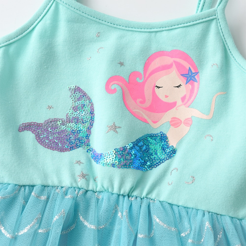 VIKITA 2023 Summer Girls Dresses New Mermaid Kids Dress For Girls Sequined Children Birthday Party Vestidos 2 - Ariel Doll